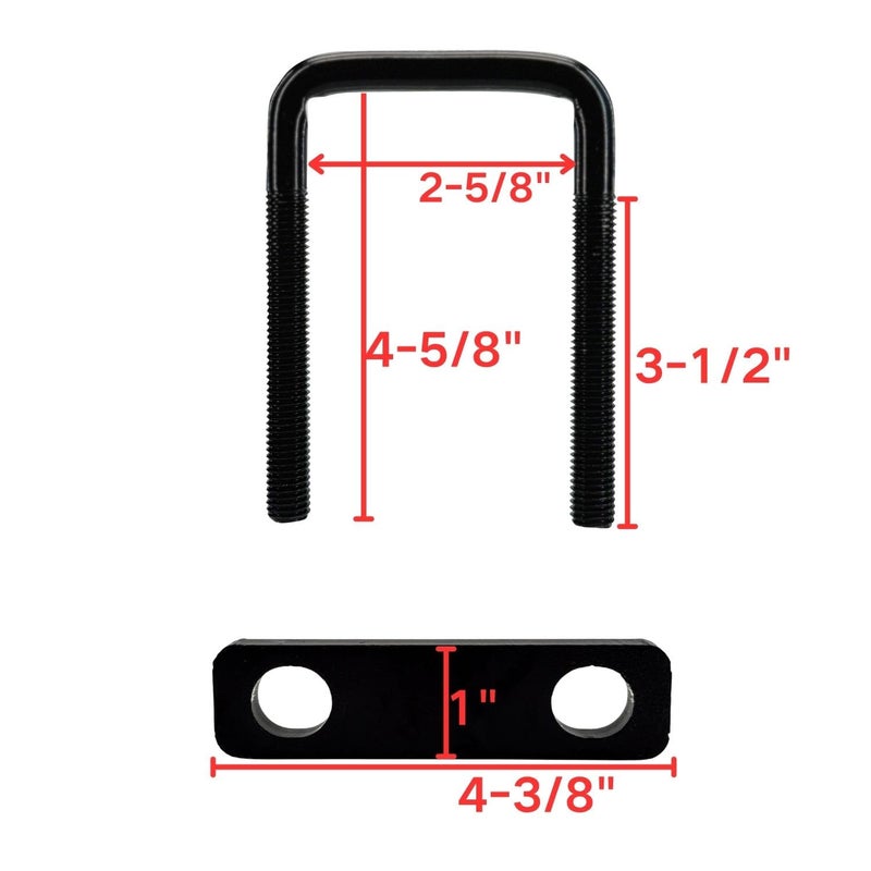 YMDGGDCH 4 Pack Square U-Bolt for Trailer- Fits 2.5 Inch Wide Leaf Springs, Galvanized Steel Clamp Set, Secure Fit for Truck, Boat and Trailers, Black - Image 2